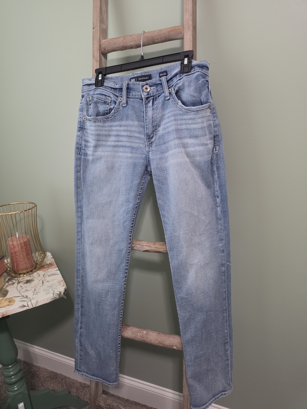 BKE Light Blue Mens  Straight-Leg Jeans - Faded Wash